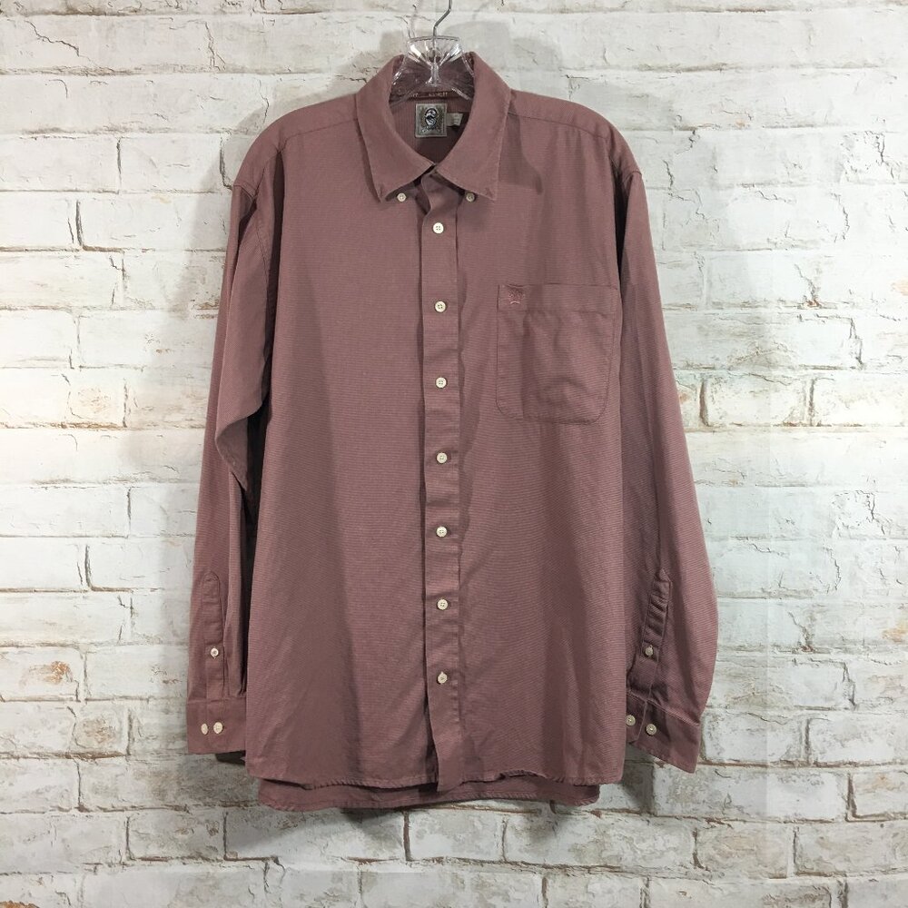 Cinch Mens Size Med Long Sleeve Button Down Shirt Burgundy Western Cowboy Rodeo
